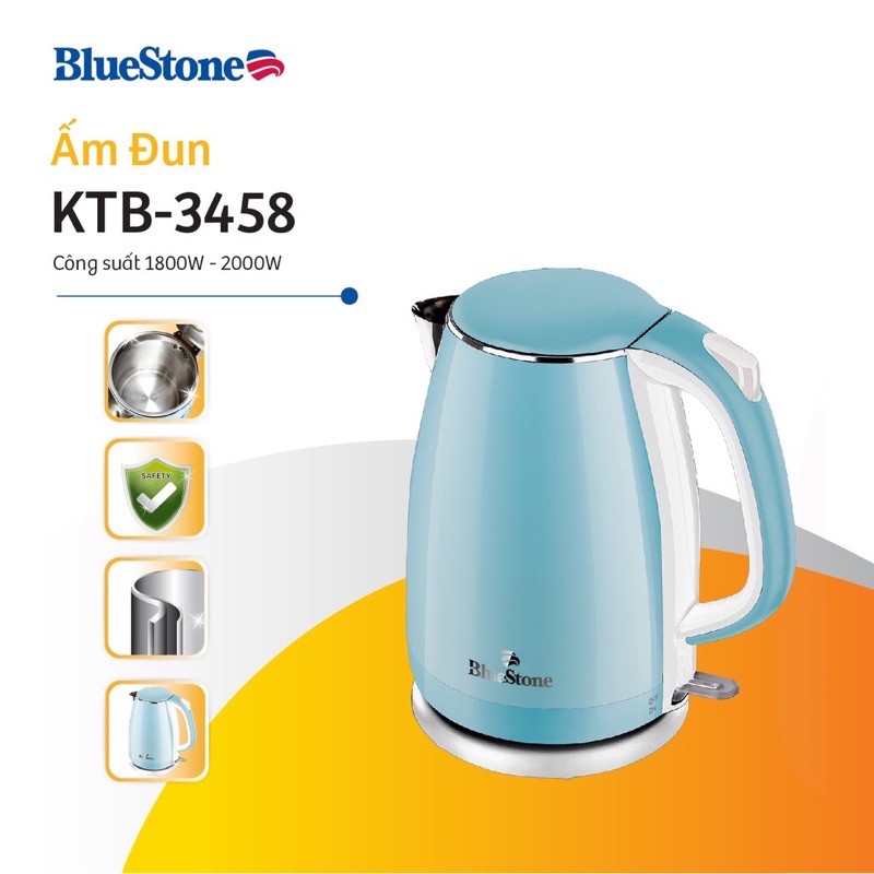 Ấm Đun Nước BlueStone KTB-3458 (1.7L) - Hàng chính hãng - Bảo hành 24 tháng