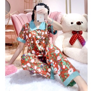 ĐỒ BỘ MẶC NHÀ PYJAMA HOA CỔ SEN LỤA 100D (NHIỀU MẪU)