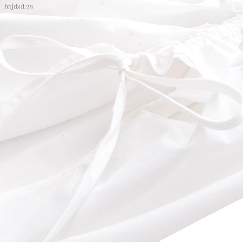 Áo sơ mi trắng thiết kế dây rút phong cách Hong Kong thời trang mùa thu mới cho nữ 2021