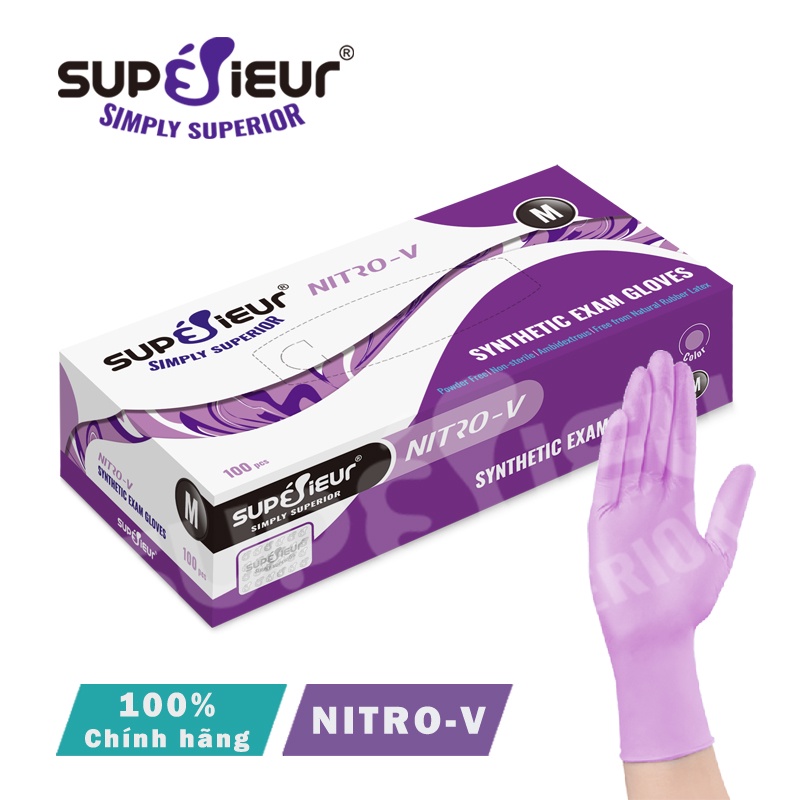 Găng Tay Nitro-V Superieur Không Bột Màu Tím - Găng Tay Đa Năng