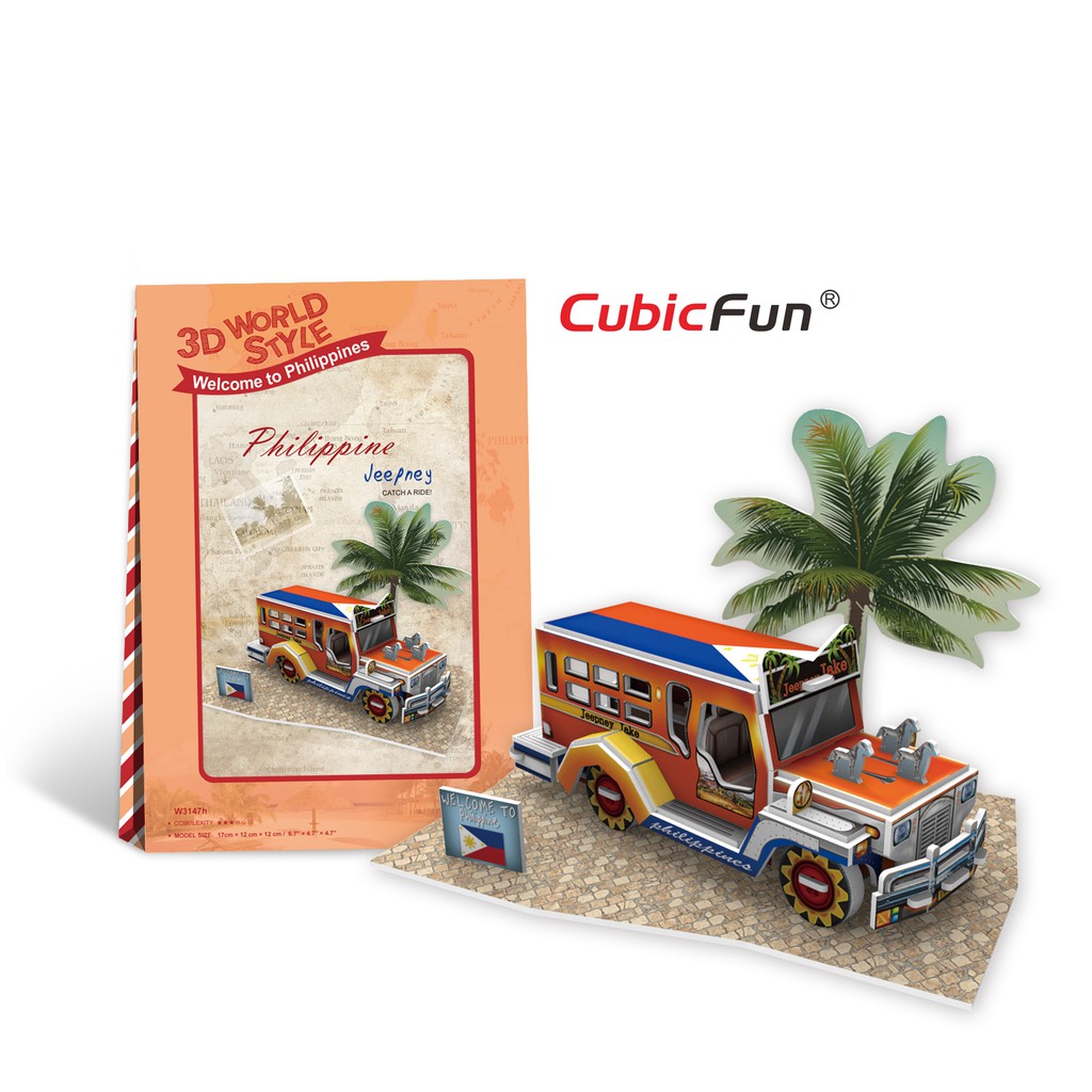 Mô hình giấy 3D CubicFun - Bộ nhà truyền thống Philippin -Jeepney-W3147h