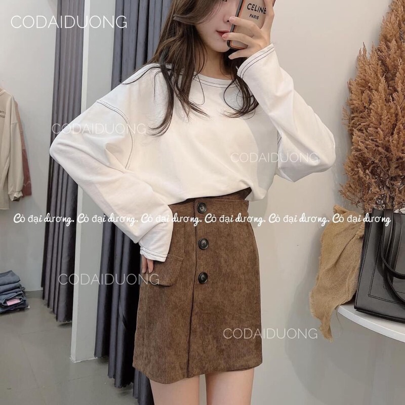 Áo thun chỉ nổi dáng suông rộng  tay dài màu trơn thời trang cho nữ | BigBuy360 - bigbuy360.vn