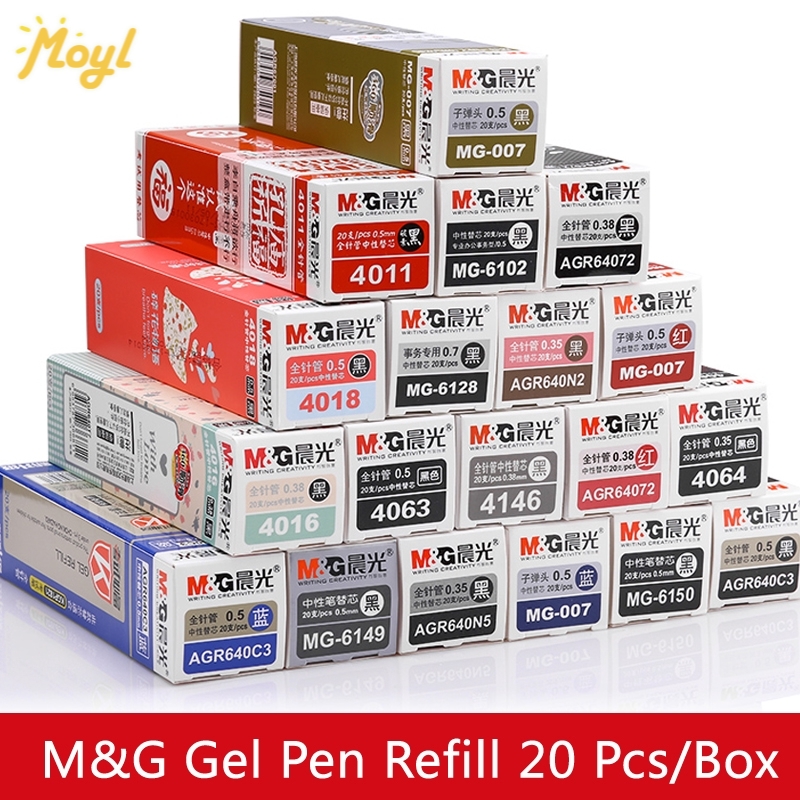 Bộ 20 bút mực gel màu đen AGR640K0 / MG_007 / AGR640N2 / MG6149 ngòi 0.5mm / 0.35mm / 0.38mm dành cho học sinh