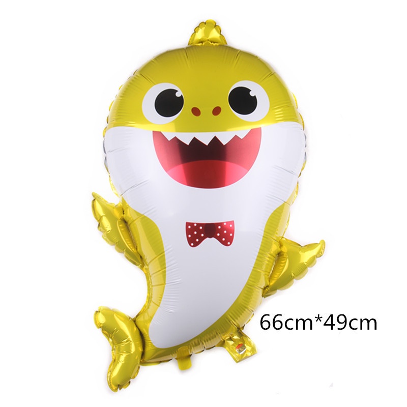 Set 5 Bong Bóng Lá Nhôm Hình Gia Đình Cá Mập Trang Trí Tiệc Sinh Nhật Cho Bé