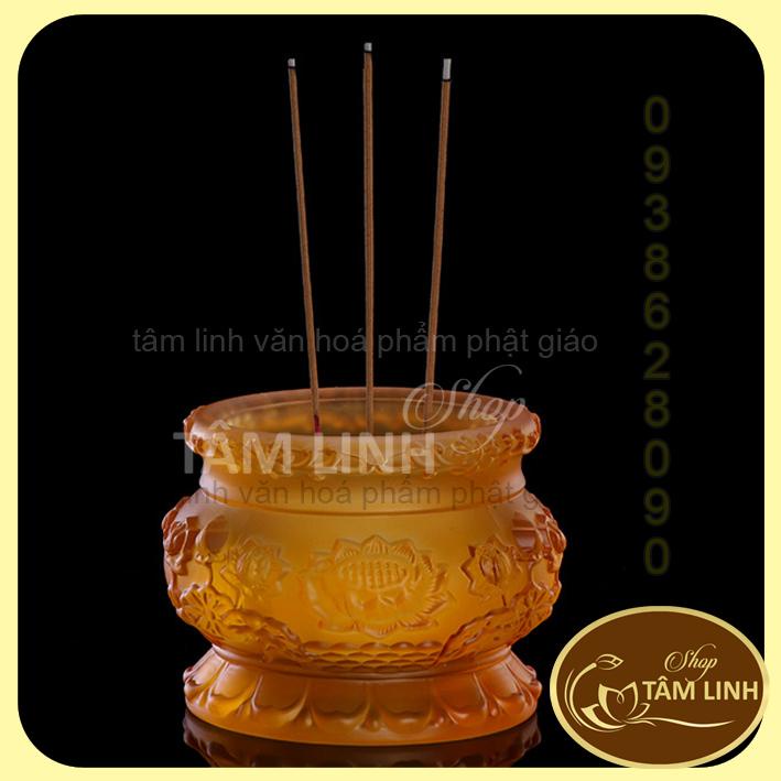 Lư Hương - Bát Nhang Hoa Sen Lưu Ly Vàng hàng đẹp.