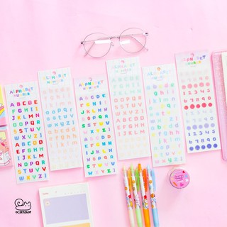 Set sticker Alphabet number Agugu - Trang trí sổ, làm bullet journal  (2 tấm)