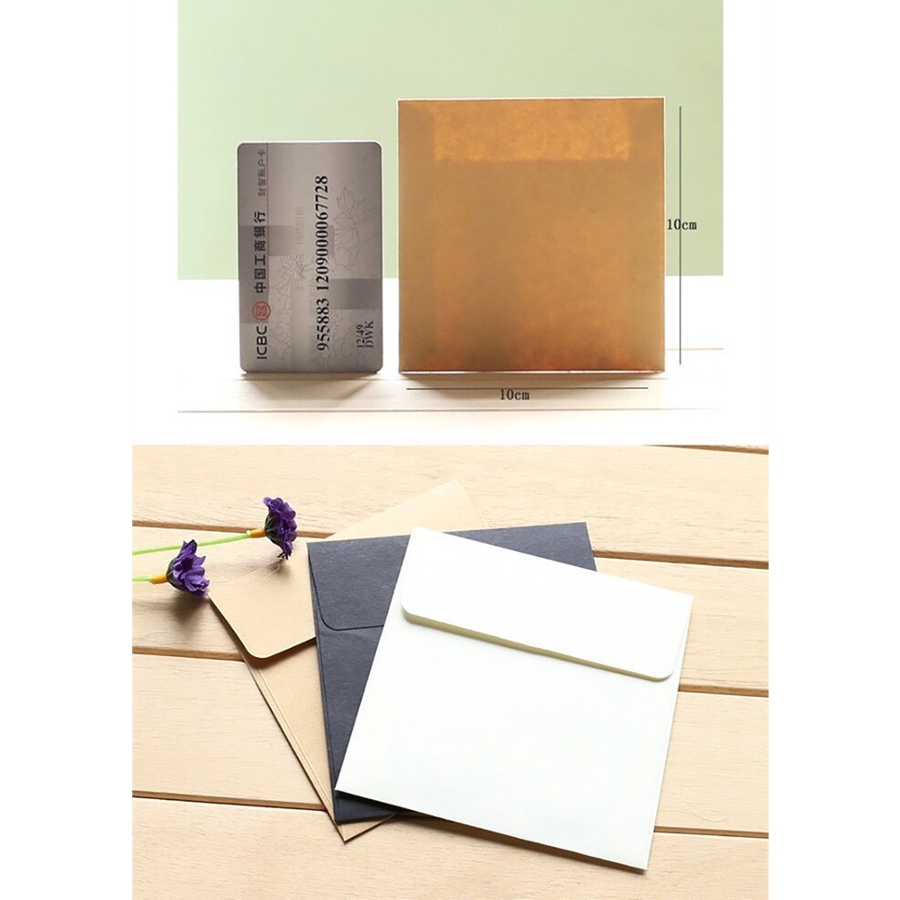 Bộ 10 Phong Bì Mini Bằng Giấy Kraft Phong Cách Cổ Điển 10*10cm