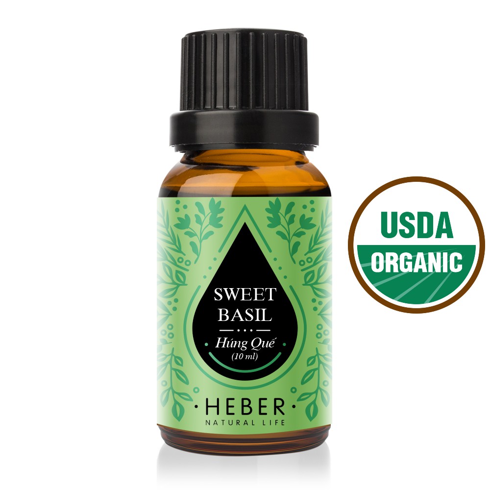 Tinh Dầu Húng Quế Heber Natural Life- Sweet Basil, Cao Cấp Nhập Khẩu, Thiên Nhiên Nguyên Chất, Chai 10ml/30ml/50ml