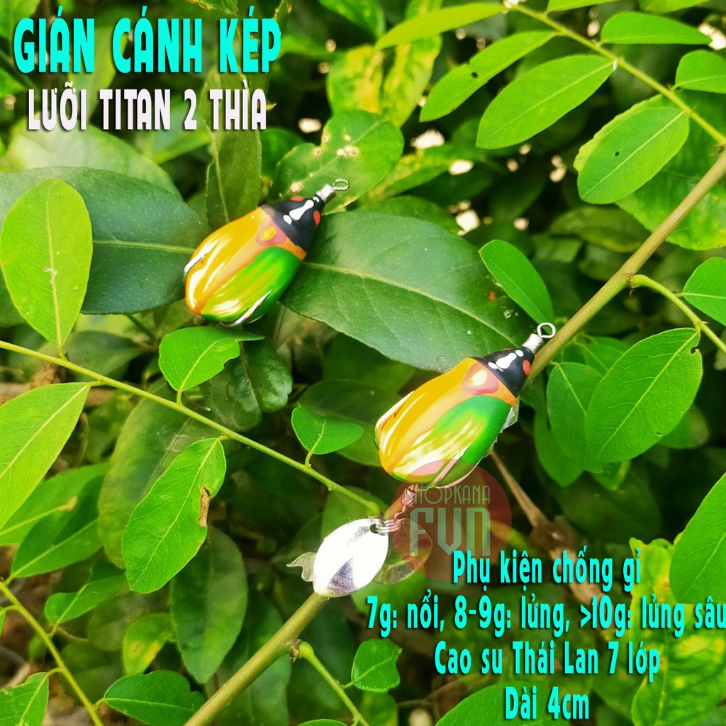 Mồi giả câu lure Gián Cánh Kép, lưỡi Titan 2 thìa độ, Gián Cánh Kép