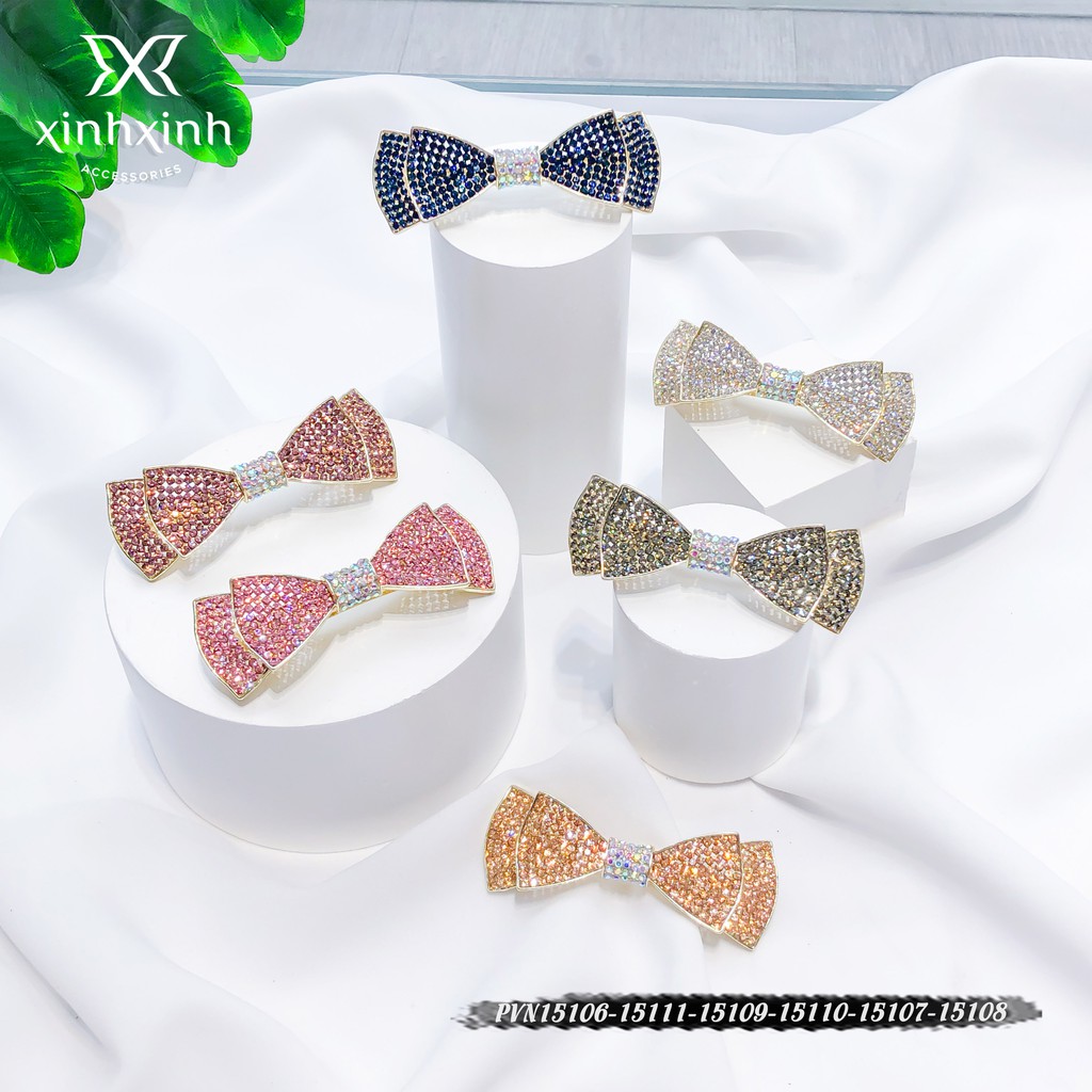 Kẹp tóc bấm nơ kép màu cho bạn gái - Xinh Xinh Accessories