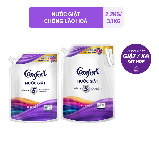 Nước giặt chống lão hóa vải Comfort hương Thời Thượng túi 2,2KG/3,1KG