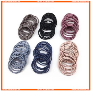 Túi zip 100 sợi thun cột tóc Hàn Quốc nhiều màu du lịch siêu dễ thương tiện lợi