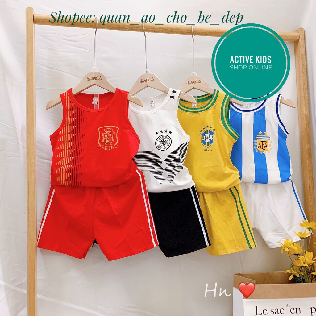 Bộ ba lỗ các câu lạc bộ bóng đá bé trai, chất cotton thoáng mát, hình đẹp, cam kết chất đẹp