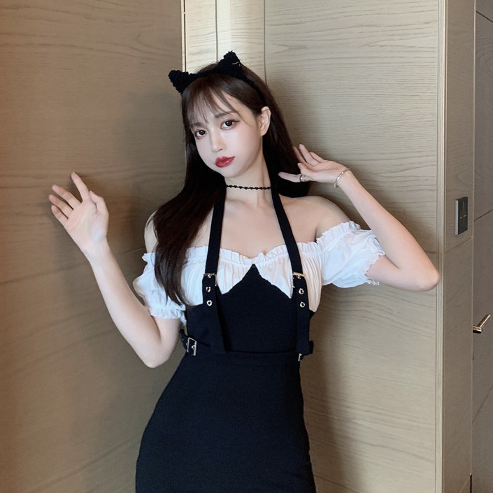 Đầm sơ mi dáng ôm tay ngắn mini Emilyshop