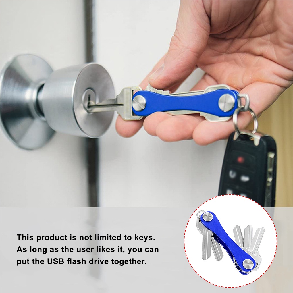 Car Keychain Metal Aluminum Alloy Key Holder Portable Pocket DIY Auto Key Ring Clip