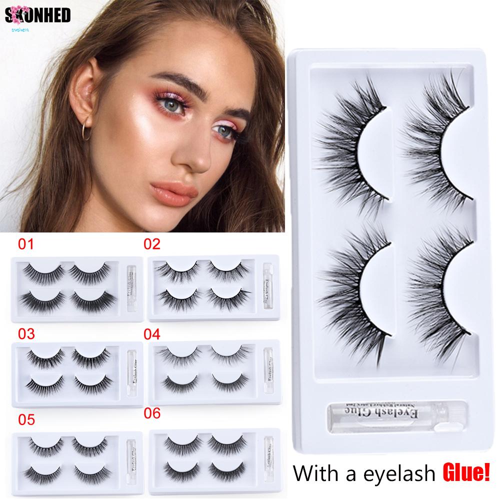 Lông mi giả 3d SUSHEN làm từ lông chồn nhân tạo mềm có keo dán hỗ trợ nối mi làm đẹp có thể tái sử dụng cho nữ