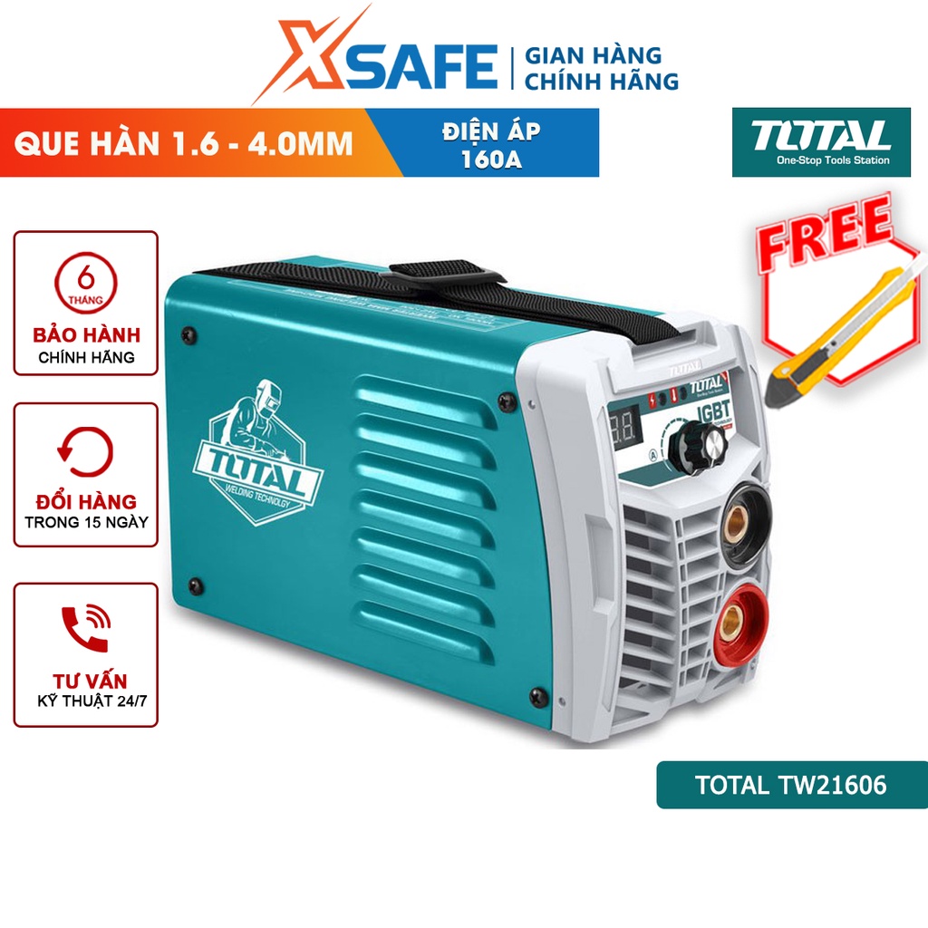 Máy hàn điện tử TOTAL TW21606 Thiết bị hàn Inverter MMA 85V Điện áp ra tối đa 160A Kích thước que hàn 1.6-4.0mm