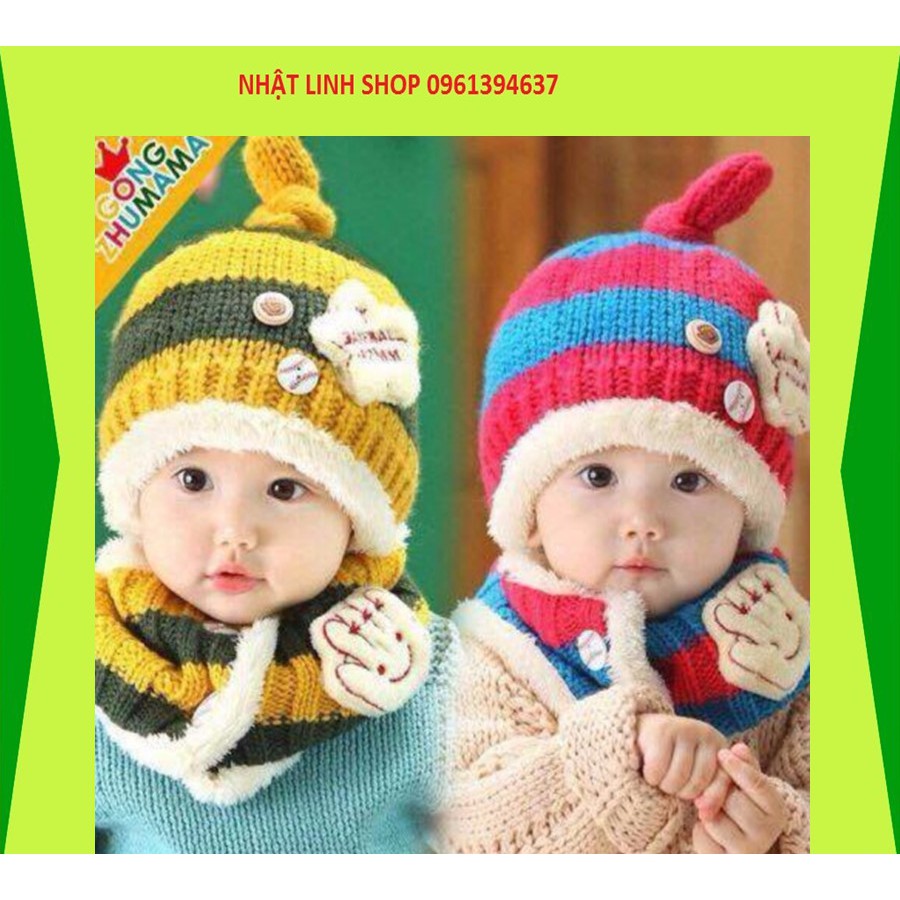Set mũ khăn len hình sao cho bé - CÓ ẢNH THẬT