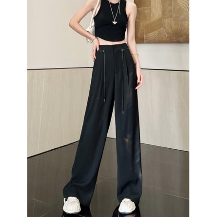 Quần Chiffon Ống Dài Rộng Lưng Cao Thời Trang Nữ 2022