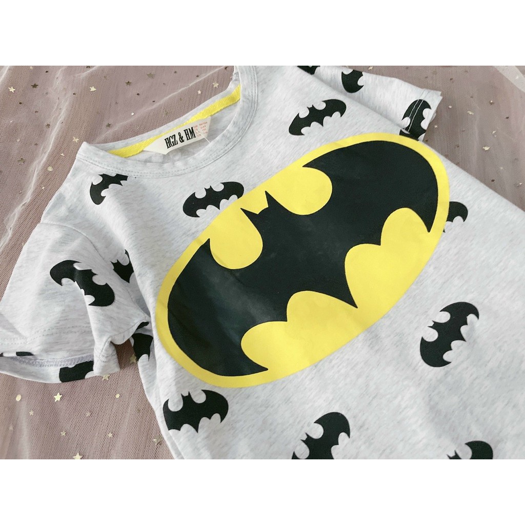 Áo thun bé trai 2-12 tuổi HM hình Batman, Áo cộc tay cho bé hàng xuất vải cotton thấm hút mồ hôi tốt