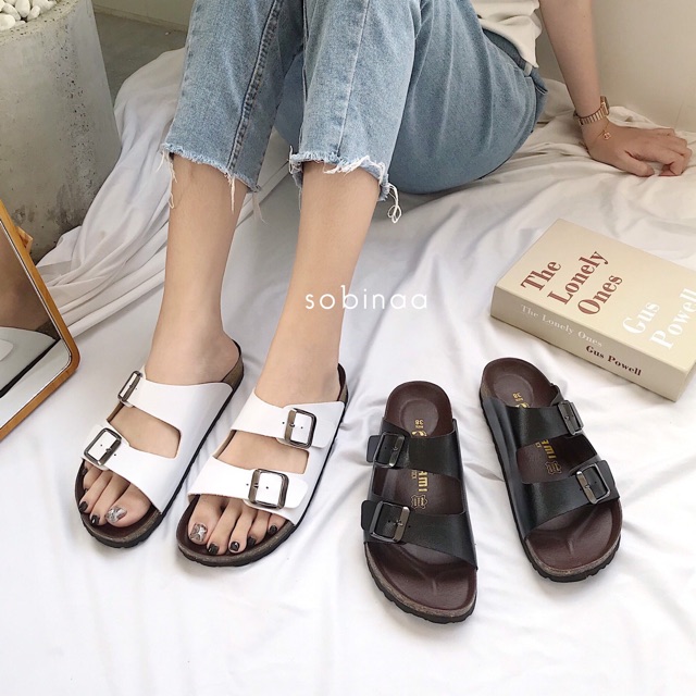 GIÀY SANDAL NỮ QUAI NGANG ĐẾ TRẤU DA PU