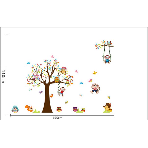 Decal trang trí Vườn Cú Mèo sắc màu