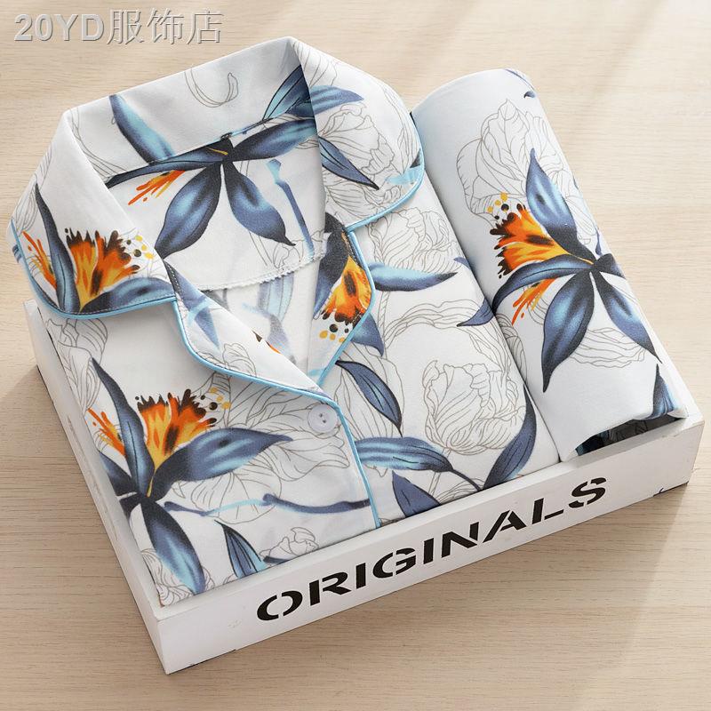 ❁№✔100% đồ ngủ cao cấp phụ nữ mùa xuân và mùa thu dài tay cho người trung niên và người già cộng với kích thước mặc nhà