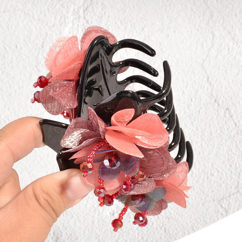 Kẹp Tóc Đính Hoa Ruy Băng Lưng Cỡ Lớn Phong Cách Hàn Quốc