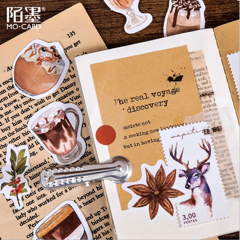 Hộp 46 miếng sticker mẫu corner cafe góc cà phê xinh xắn