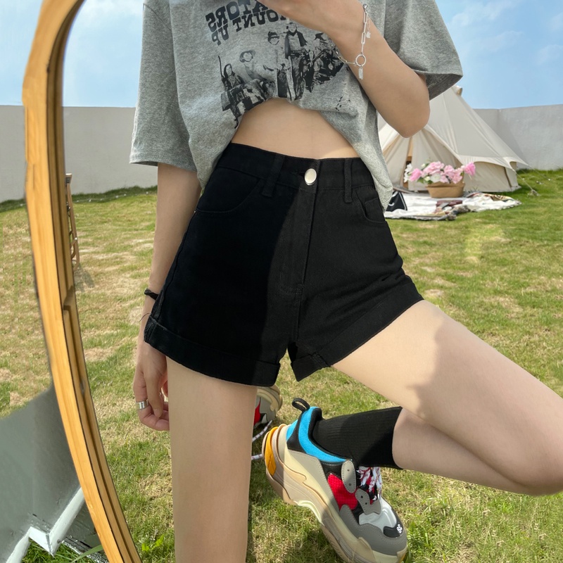 Quần đùi nữ, quần short nữ kaki basic hàn quốc màu đen size S M L SKUQ-09B  1990clother