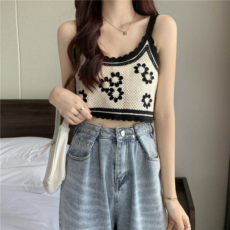 áo hai dây croptop thêu hoa nhiều màu