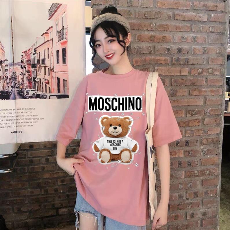 Áo Phông MoChino gấu ngộ nghĩnh đủ màu sắc, Mẫu in pet chắc nét phom rộng cho nam nữ