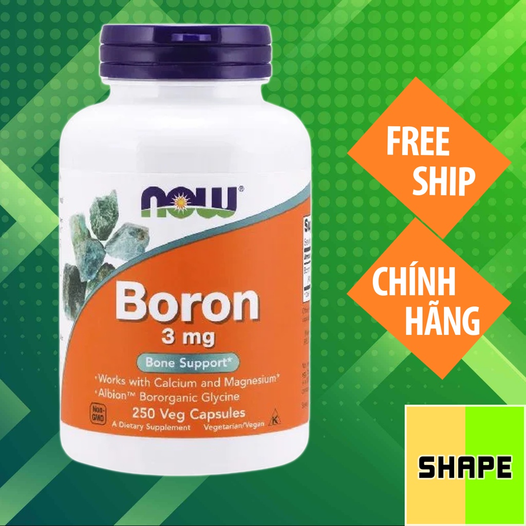 BORON | Now Foods Boron 3MG  | Chắc Khỏe Xương Tăng Lượng Free Testosterone/Hoocmon Nam - The Shape