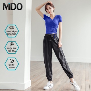 Bộ đồ thể thao tập gym áo croptop rút dây quần dáng rộng Mido SE99, mẫu đồ tập yoga nữ quần jogger che khuyết điểm