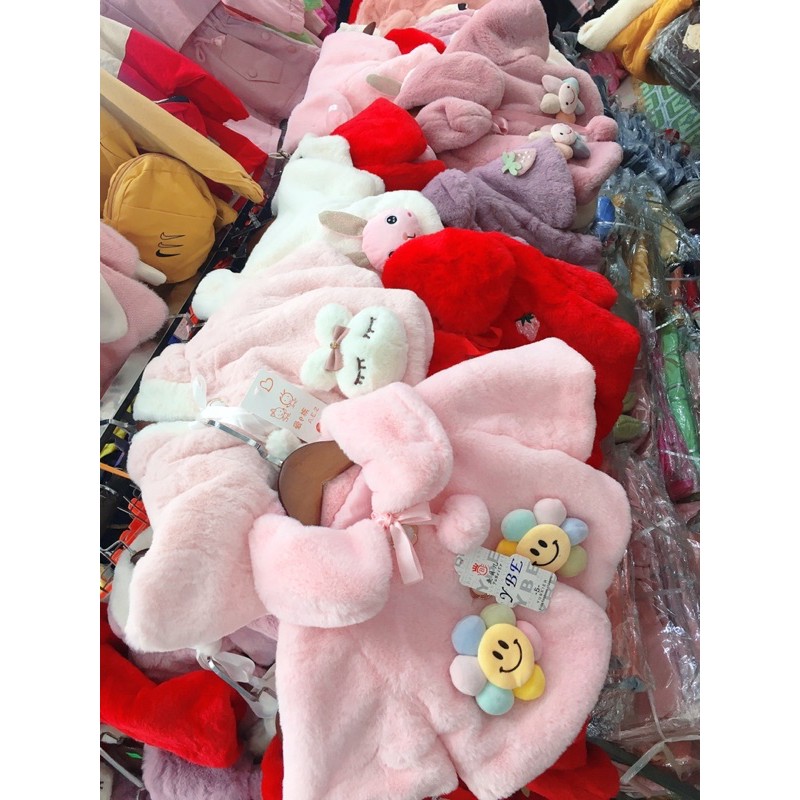 Áo choàng lông hình bông hoa cao cấp cho bé 8-16kg
