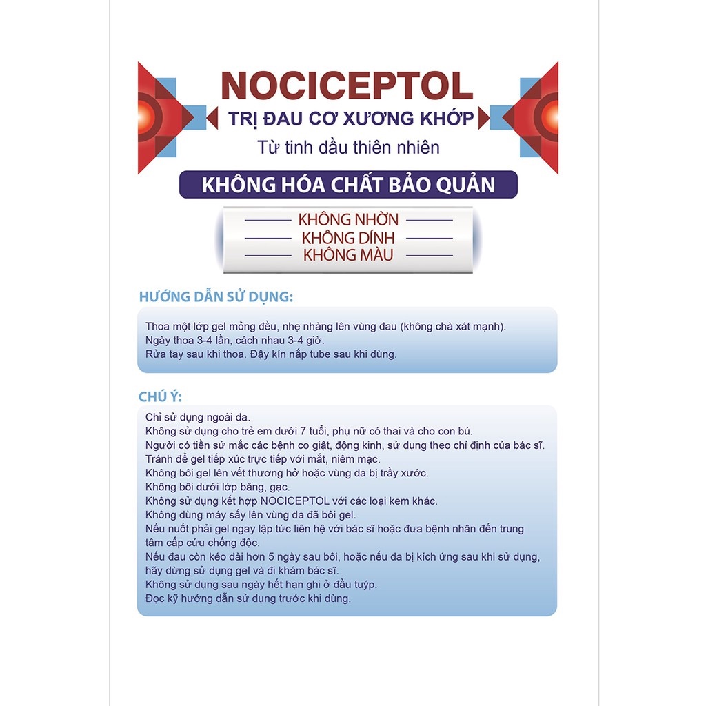 GEL BÔI GIẢM ĐAU CƠ XƯƠNG KHỚP NOCICEPTOL