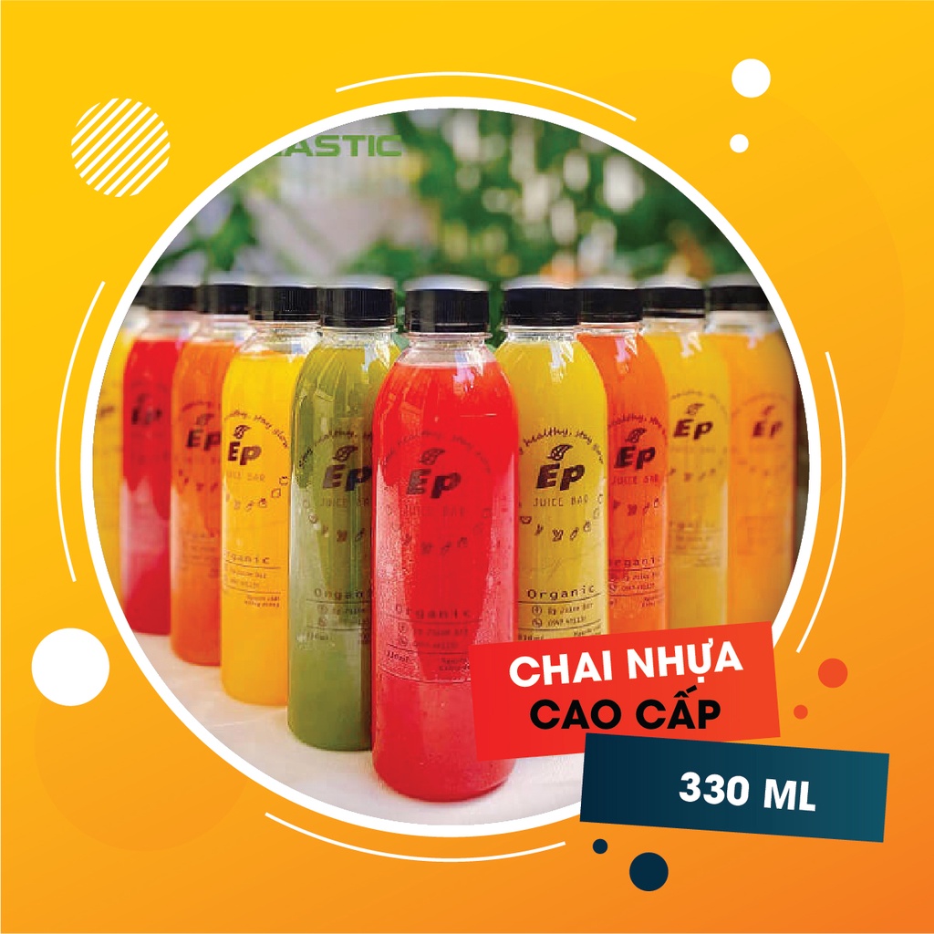 Chai nhựa vuông, tròn nắp đen 330ml,500ml Việt Nhật - Chai đựng nước, trà thái, trà đào, trà vải, chai đựng trà sữa
