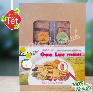 HỘP QUÀ Bánh quy gạo lứt mầm Ngok Linh 2 vị ngon bổ dưỡng cho người lớn, trẻ em & quà tặng sức khỏe