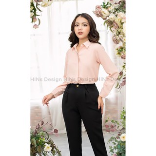 ÁO SƠ MI GIẤU KHUY HỒNG PHẤN ÁO SƠ MI NỮ ÁO SƠ MI THIẾT KẾ