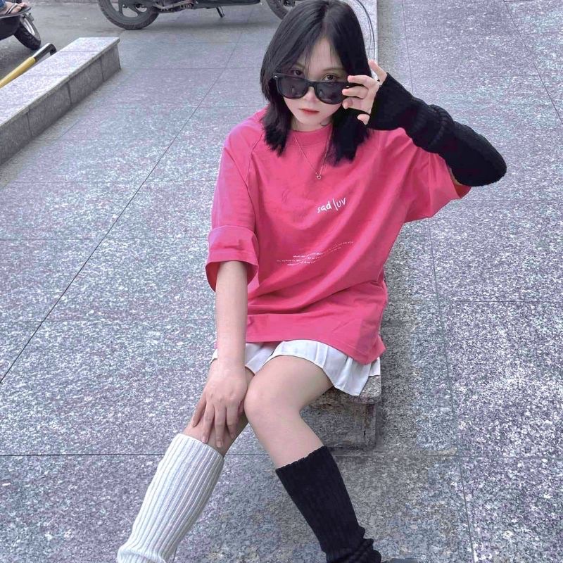 Áo thun Raglan chữ G, áo thun Nam Nữ Unisex Cotton Retro Hàn Quốc GTM 2023