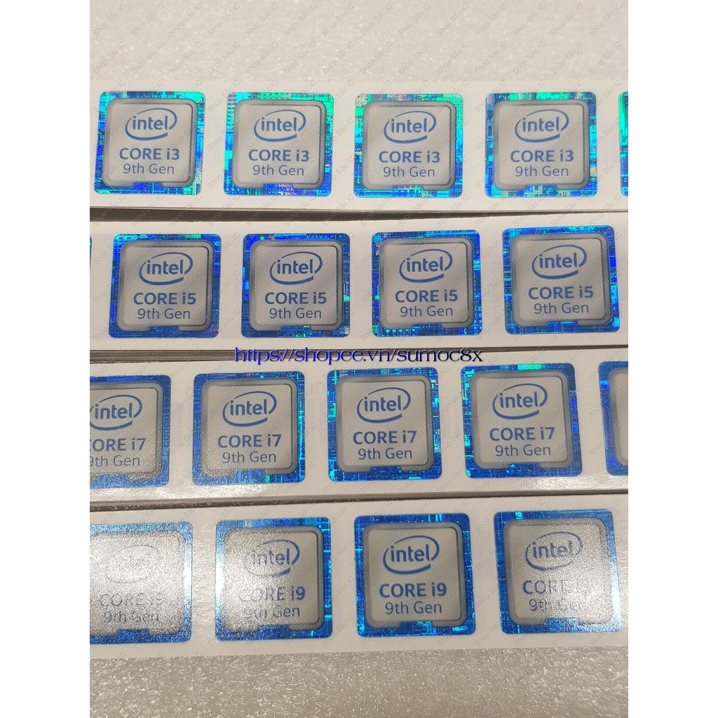 Nhãn dán Logo I3 I5 I7 I9 thế hệ thứ 9