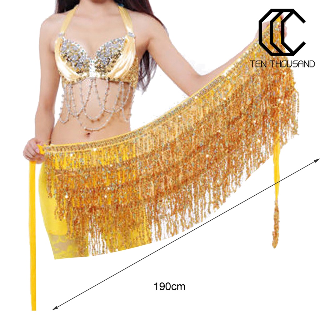 ✧Khăn Choàng Hông Múa Bụng Đính Kim Sa Lấp Lánh