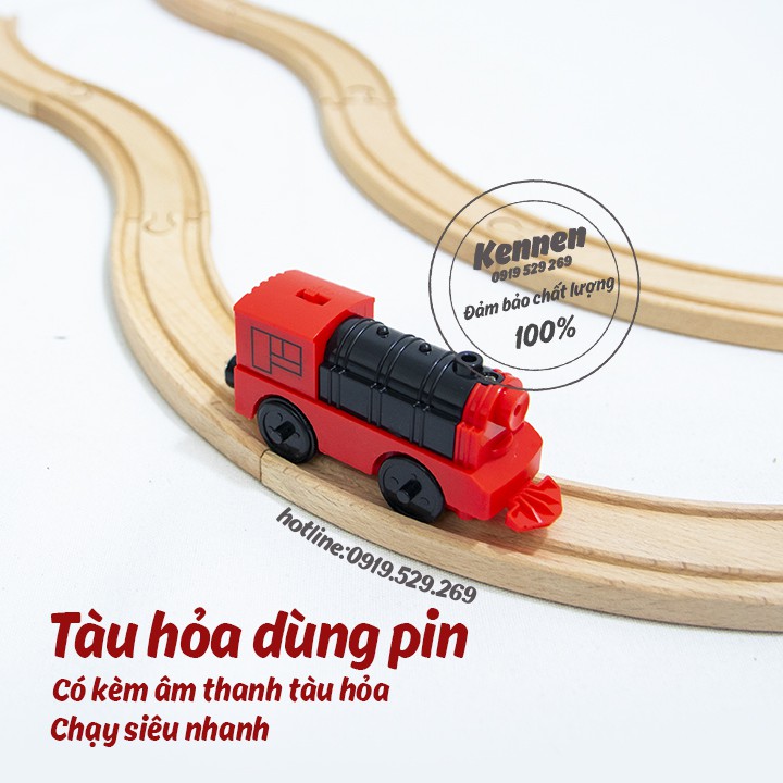 Đồ chơi xe lửa dùng pin chạy trên nền phẳng hoặc ray (khách có thể mua thêm ray gỗ)