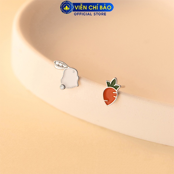 Bông tai bạc nữ thỏ cà rốt dễ thương chất liệu bạc 925 thời trang phụ kiện trang sức nữ Viễn Chí Bảo B400473