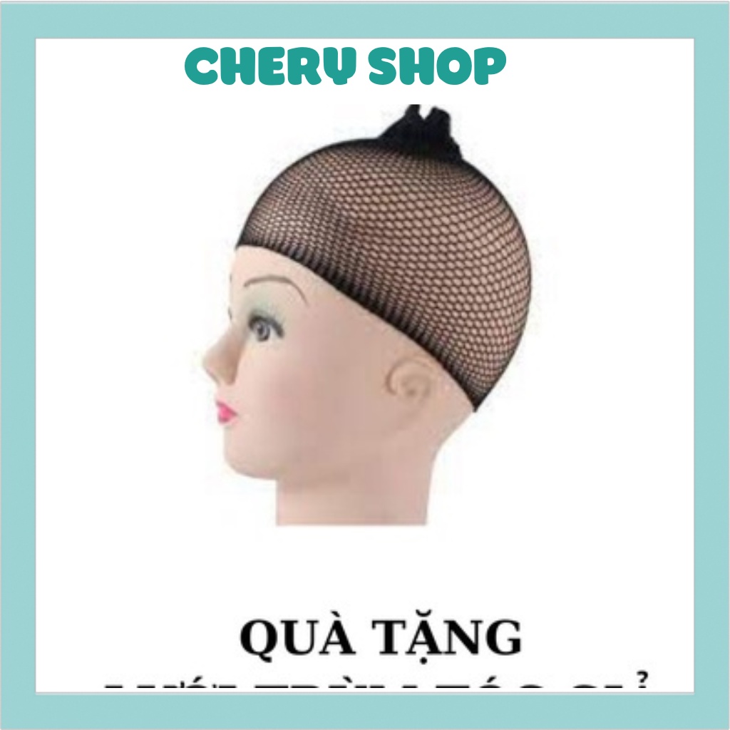 Tóc giả nguyên đầu cúp 35cm phối mái vàng Jennie tặng kèm lưới trùm tóc