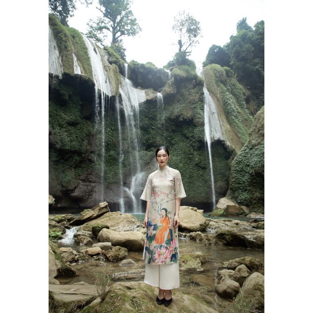 ÁO DÀI TƠ VOAN 2 LỚP HỌA TIẾT MÙA XUÂN HOT TẾT 2022