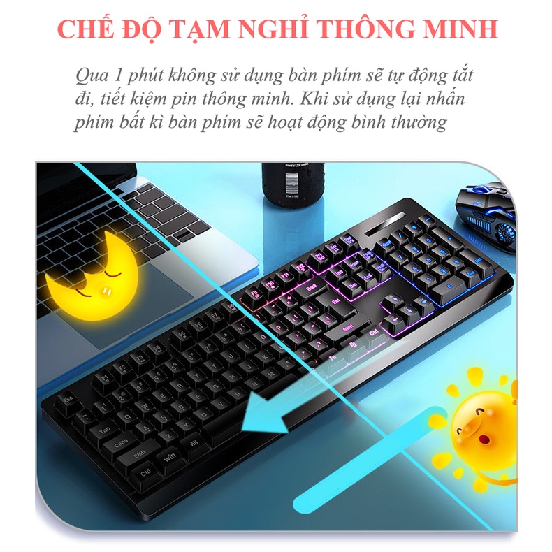 Bộ bàn phím chuột không dây HUYLONG HL-01 chuyên game có đèn led cực đẹp