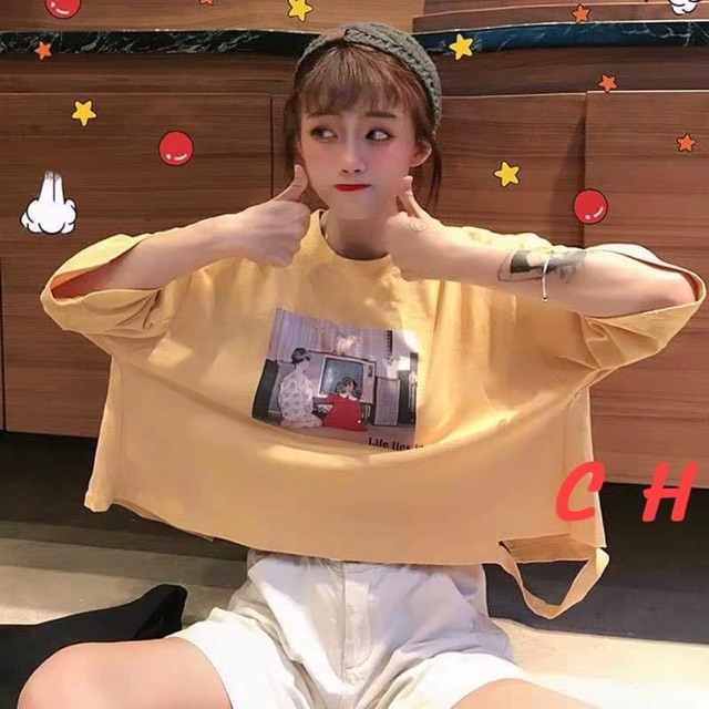 Áo croptop Life Lie rách COH0619