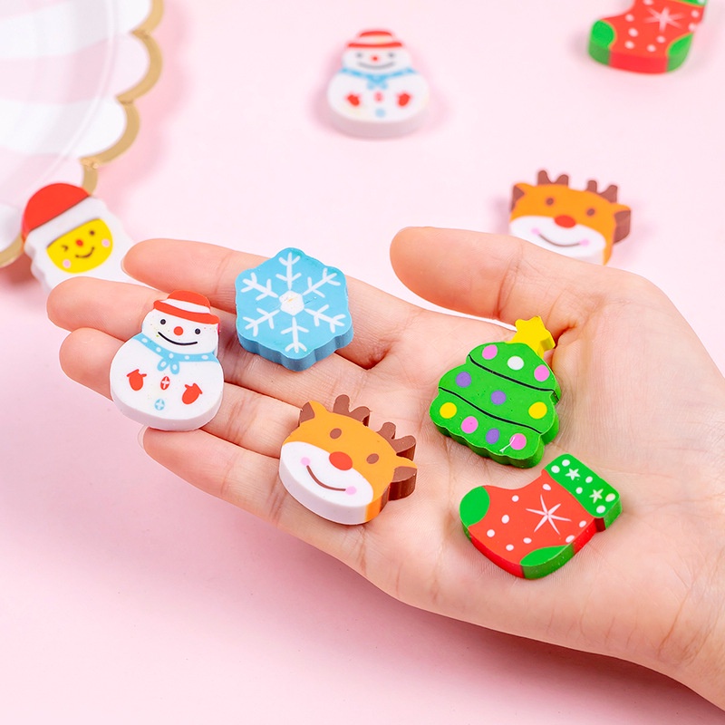 Set 6 gôm tẩy bút chì hình noel cute dễ thương tẩy siêu sạch giá rẻ cho bé NATO GT16