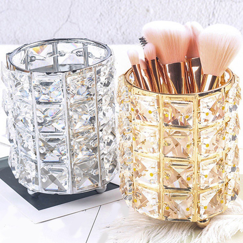 Lọ đựng cọ trang điểm đính pha lê sang trọng